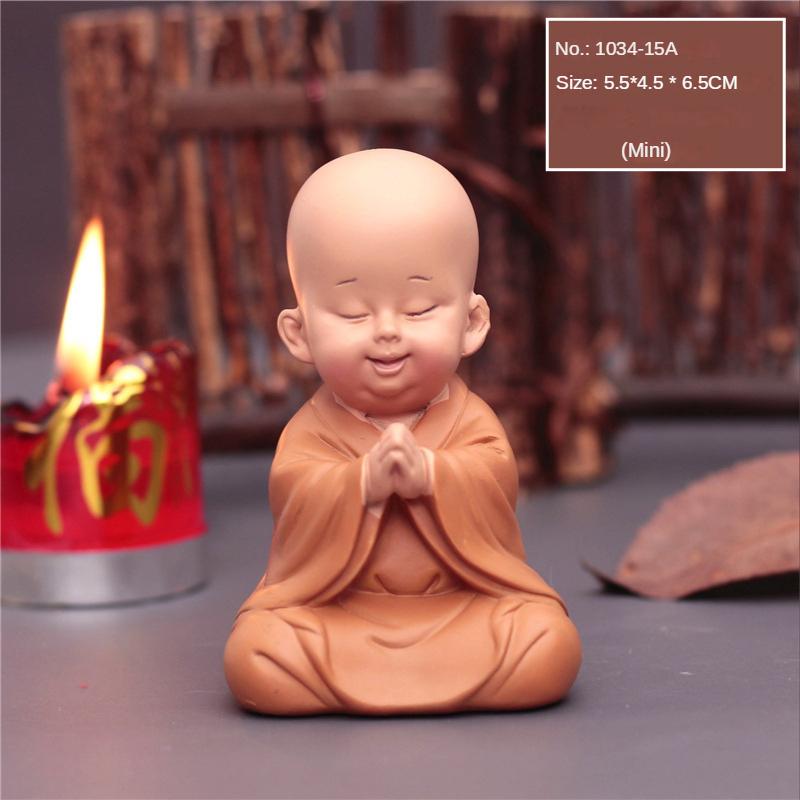 Cute Small Monk Status Figurines Religion Buddha Resin Crafts Desk Miniatures Ornaments Accessories Home Decor Car