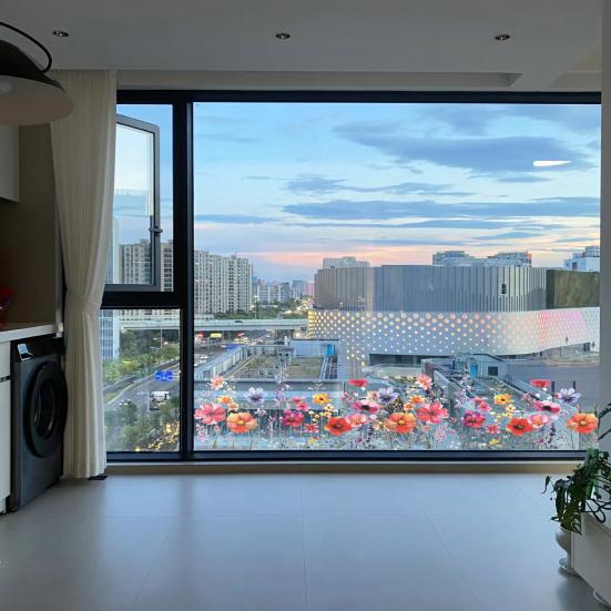 Adesivo Colorato Floreale per Finestra Primavera Estate Fiori Selvatici Statico Pellicole per Finestra Biadesive Decalcomanie Anti-Collisione per Porte in Vetro per Soggiorno Camera da Letto