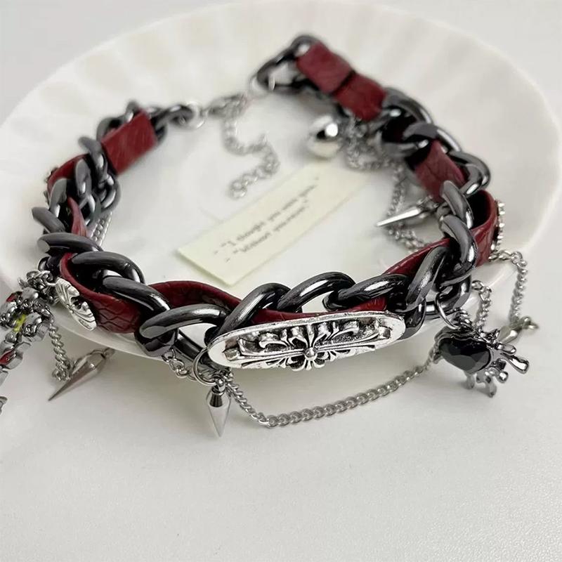 Vintage Y2K Halskette für Damen Mode Samt Schmetterling Quaste Kristall Kragen Halskette Gothische Ketten