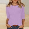 Women's  Casual O-Neck Three Quarter Sleeve Solid Color Top