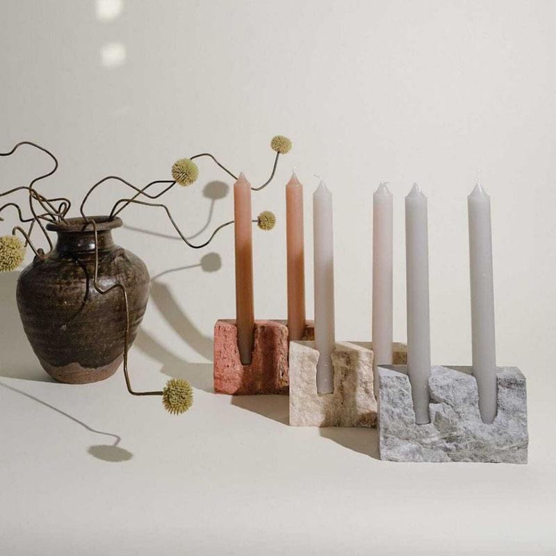 Marble Candlestick Decoration Home Livingroom Dining Table Candle Stand Ornaments Bedroom Travertine Candle Holder Accessories