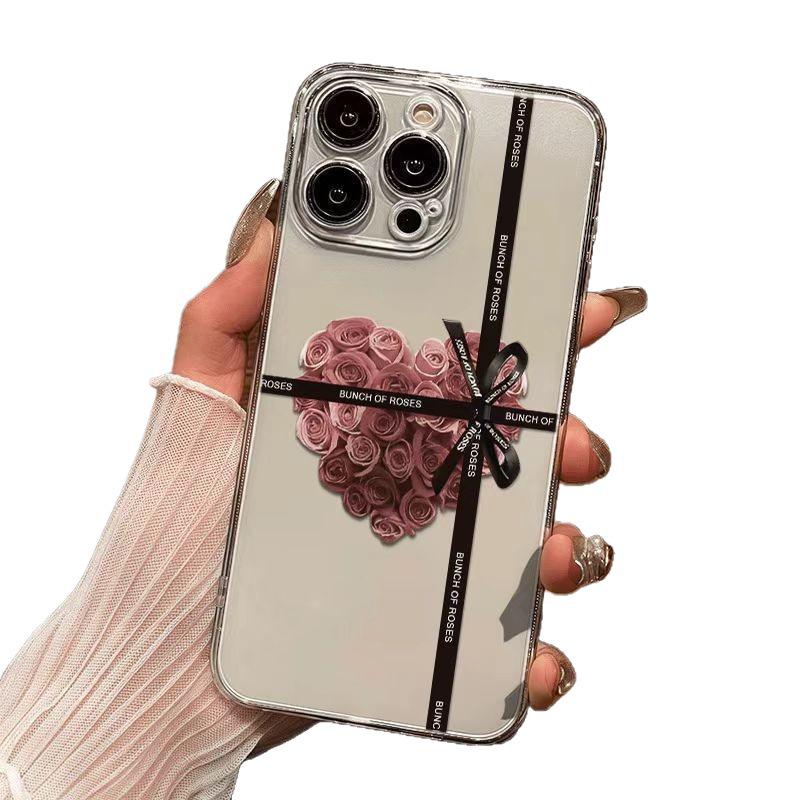 Love Heart Rose Soft Case for iPhone 17 Pro Max, Compatible with iPhone 13 Pro/16e/15/13/14
