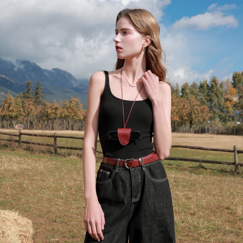 Sancai 2025 Autumn Ribbed Camisole with Built-in Bra S