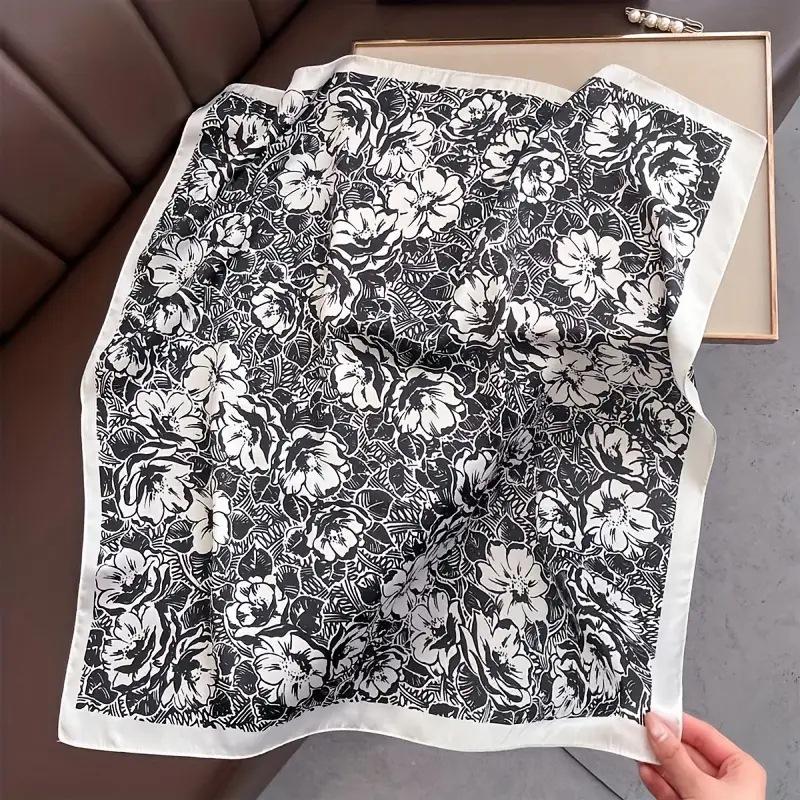 70 Silk Scarf: High-End Korean Style, Versatile Professional Imitation Silk, Retro Printed Women's Scarf