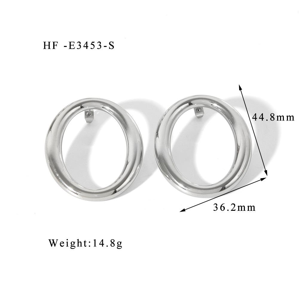 

European & American Classic Titanium Steel 18K Gold Plated O-Ring Hollow Earrings for Women