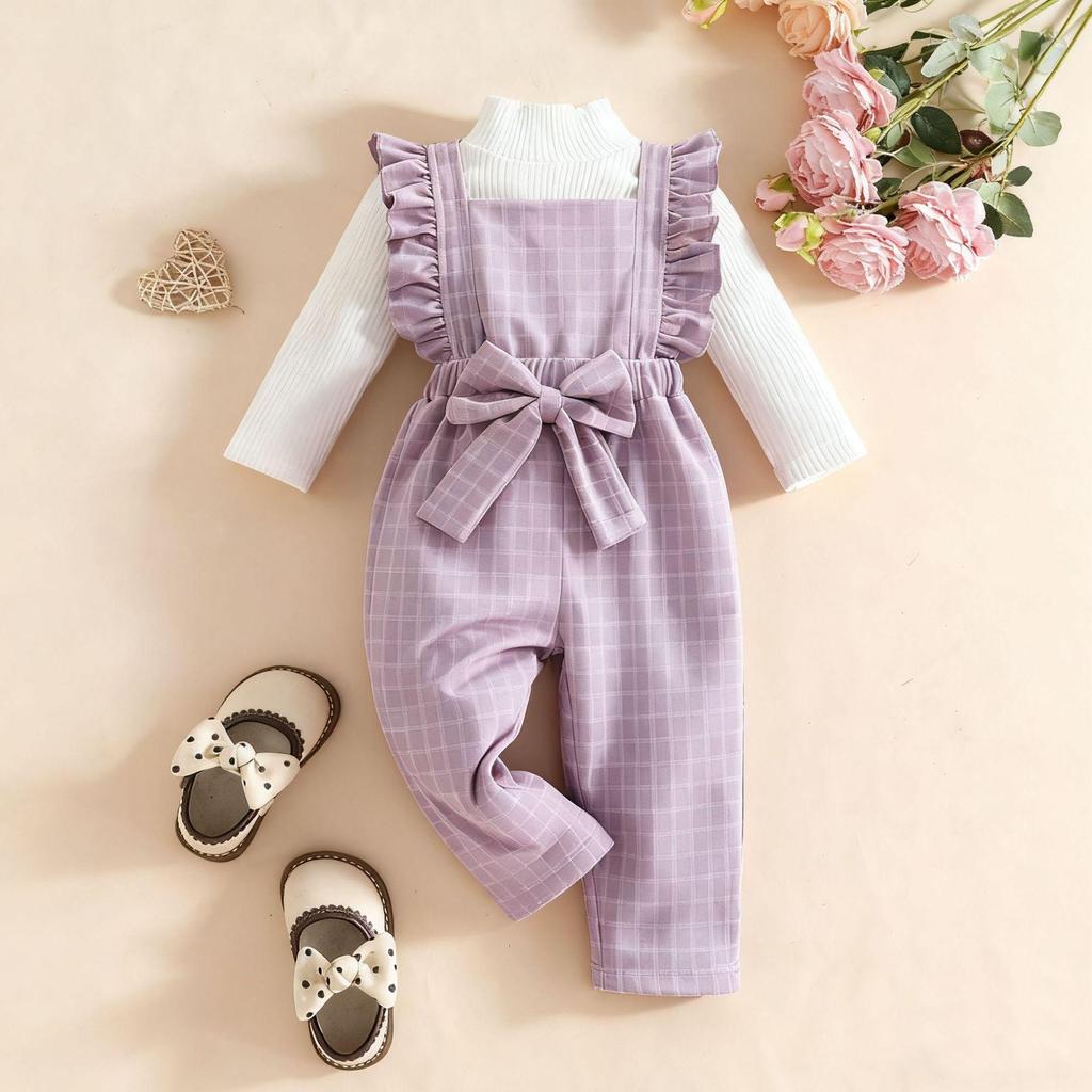 Cozy Autumn/Winter Baby Girl Fashion Set: High Collar Long Sleeve Top & Lace Pants