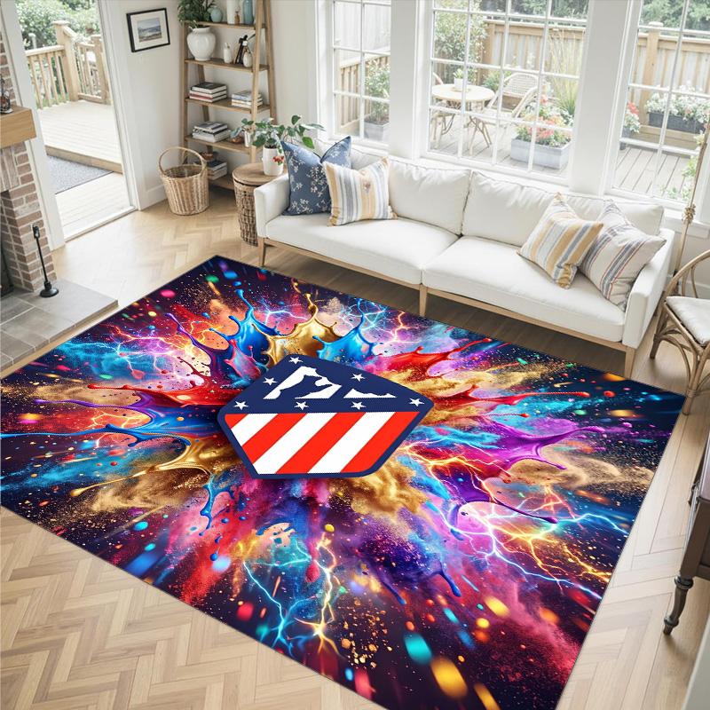 Design Atletico Madryt Kryształowy Aksamitny Dywan Przytulny Nie?Antypoślizgowy Dywan Wzorzysty Do Sypialni Salonu Przedpokoju