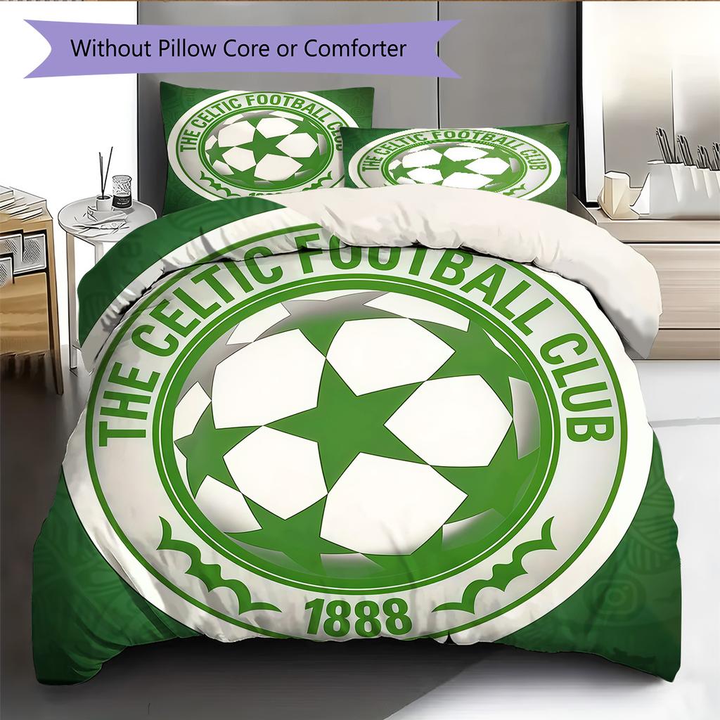 Celtic Football Club Bedding Quilt Set Quilt Cover Pillowcase Home Decoration Birthday Gift (1 * Duvet Cover + 2 * Pillowcase, Without Core)