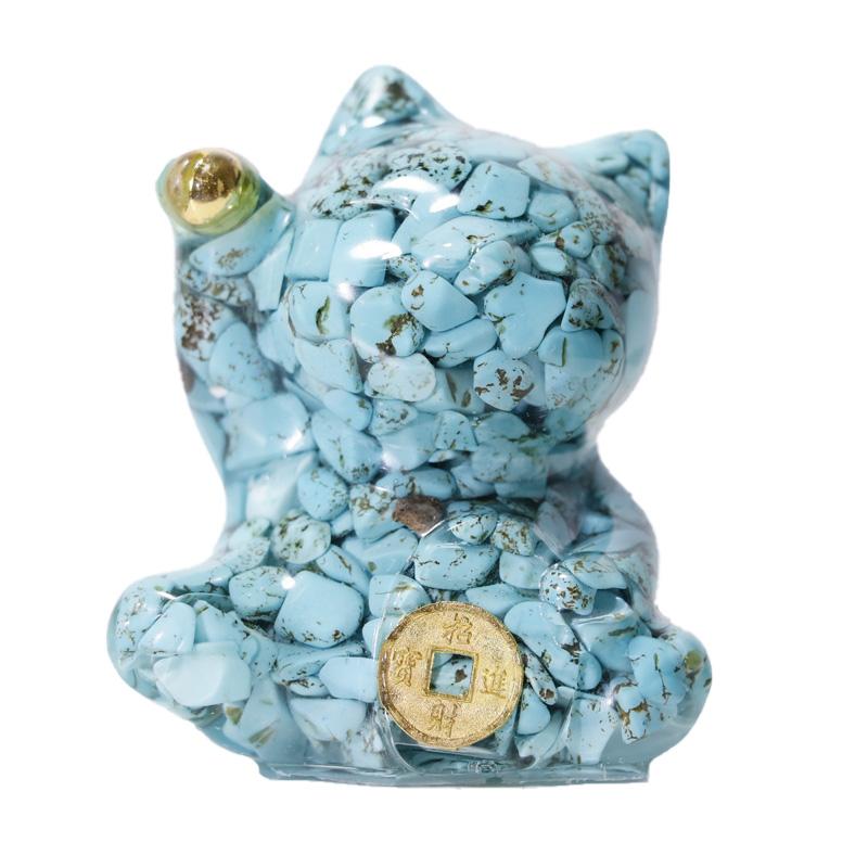 1Pc Resina Gatto Fortunato Cristallo Pietra Decorazione Casa Figurina Animale Regalo