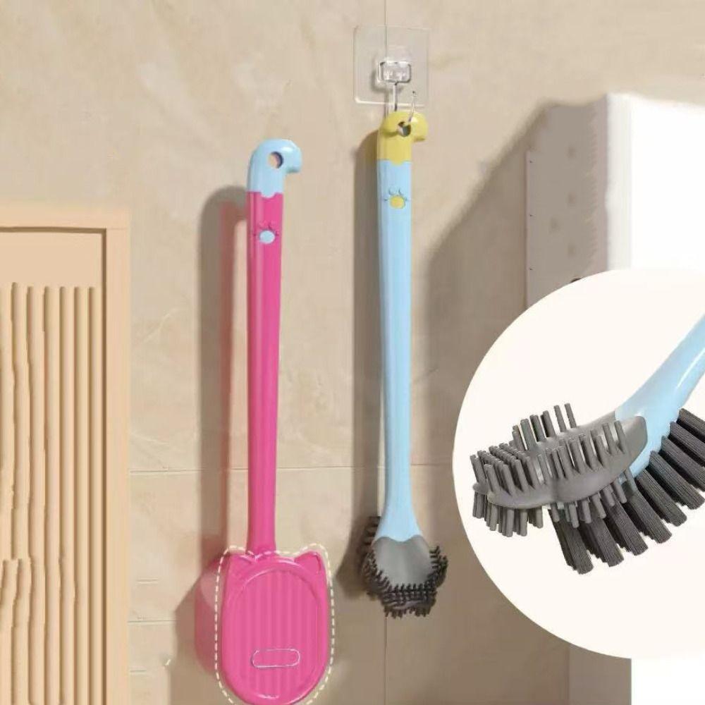 

Silicone Toilet Brush Hanging Hole Curved Brush Cleaning Tools Toilet Scrubber Corner Brush синій