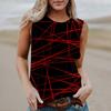 Women's Round Neck Casual Sleeveless Halloween Printed Vest T-Shirt Top