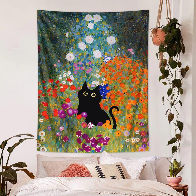 Mysterious Black Cat Eye Tapestry Background Cloth Carpet Wall Decoration Living Room Background Wall Room Decoration