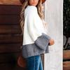 Women's Autumn and Winter Temperament Crew-neck Long-sleeved Pullover Patchwork Knit Sweater