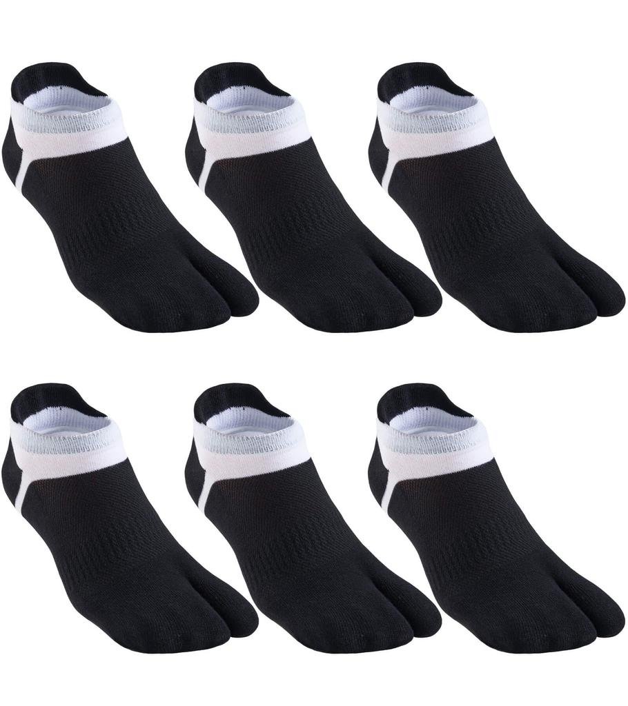 WIOIW Women's Two-Toe Tabi Socks, Cotton, for Running, Sports, Casual Wear, Commuting, and School, Set of 6