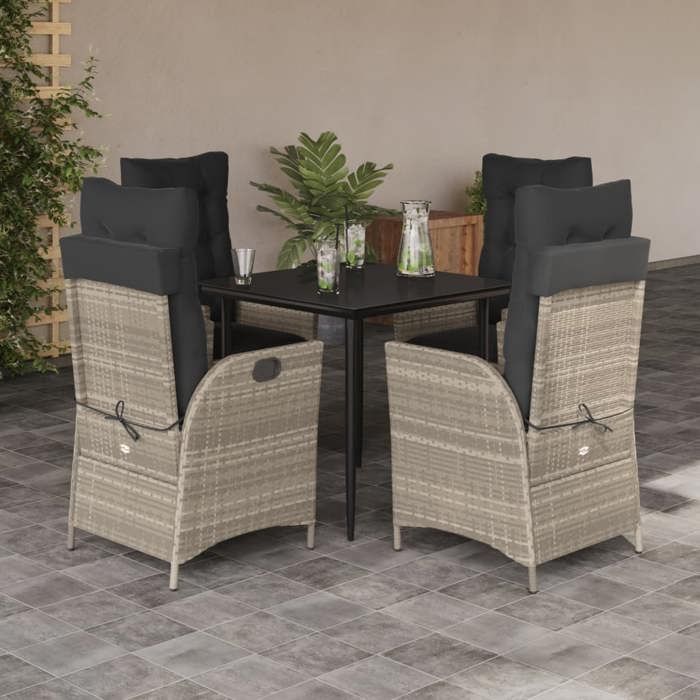 VidaXL 5-Piece Garden Dining Set with Cushions, Patio Table and Chair, Patio Furniture, Outdoor Furniture, 3213275
