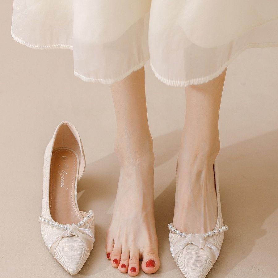 Fashion fairy night breeze gentle temperament with skirt single shoes women's summer new shallow mouth pointed high heels