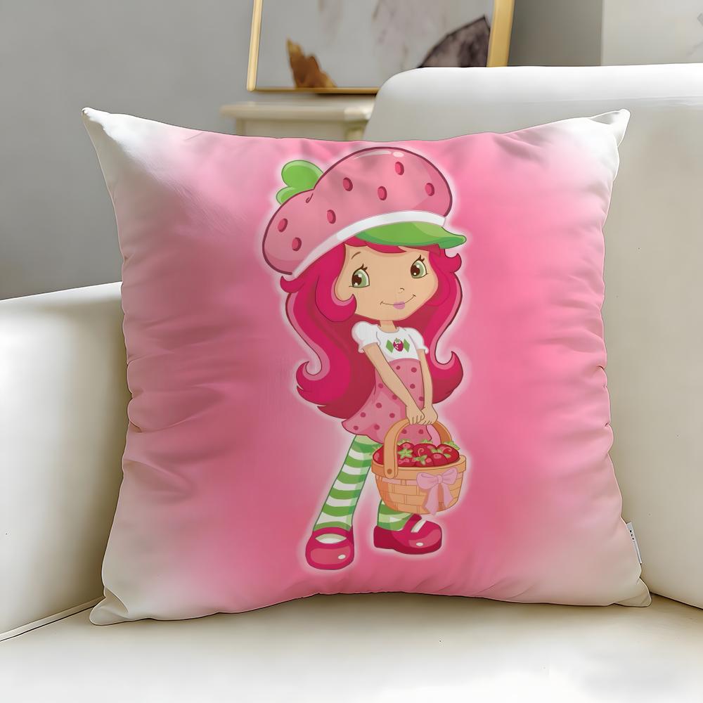 Classic Cartoon Strawberry Shortcake Cushion Cover Soft EasyWash Pillow Case Versatile for Couch Bed Travel and Office