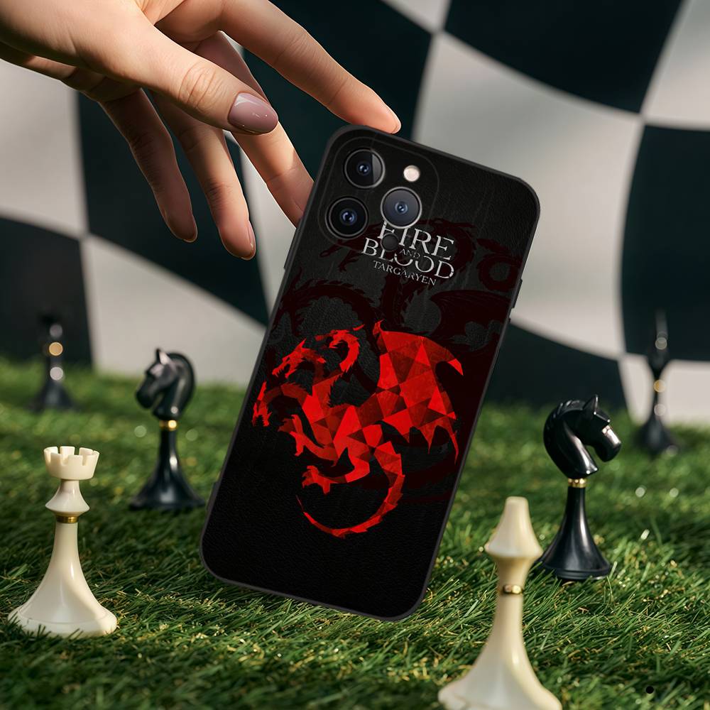 Custodia Nera in Silicone con Fantasia Logo Cool di Game of Thrones Per iPhone 17 Air 16 15 14 13 12 11 Pro Max Plus Retro in TPU