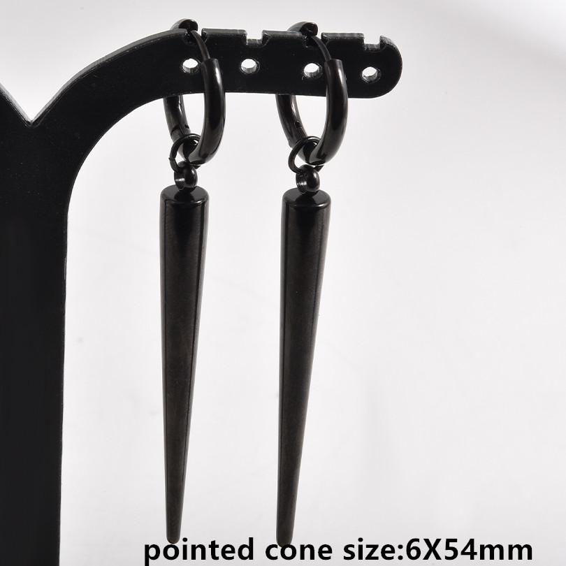 Nicht verblassend Unterschiedliche Länge Spitzkegel Hängeohrringe Edelstahl Runde Creolen für Damen Herren Schmuck Ohrpiercing Geschenk