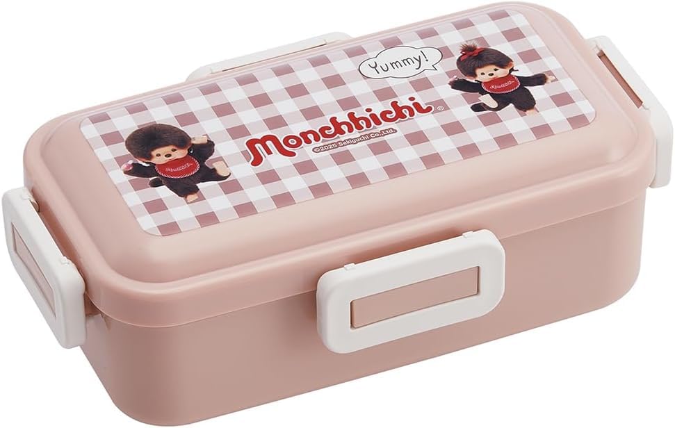 

Monchhichi Lunch Single Fluffy Dishwasher Microwave Made in Set Food Box, Layer, Design, Safe, Safe, 4-Point Lock, Japan, 530ml, (Lunch Box, Divider)