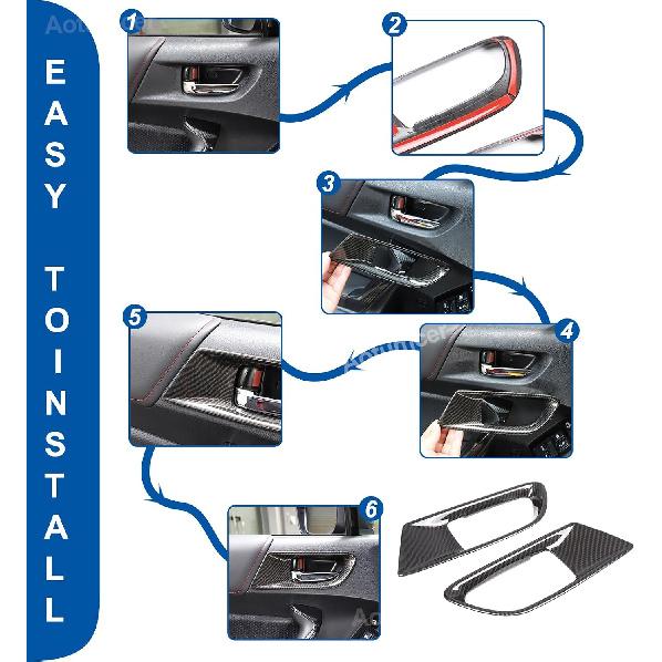 Car Inner Door Handle Frame Compatible with Subaru BRZ/Toyota 86 2012-2020, ABS Interior Door Handles Frame Cover Trim, Interior Door Bowl Trim Cover