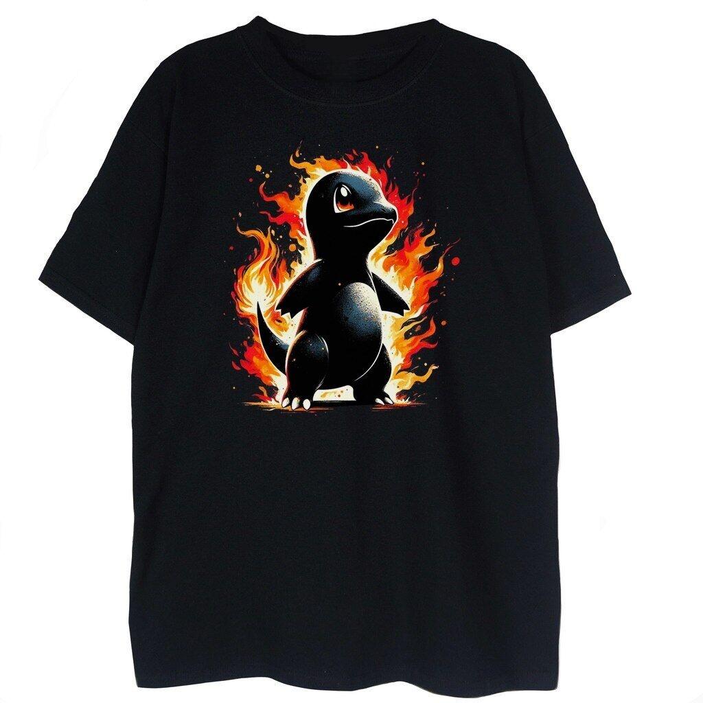 

Anime Pokémon Charmander Vintage T-shirt Men s and Women s Cotton Summer Clothing Breathable Fashion Round Neck Short Sleeve ... S разноцветный