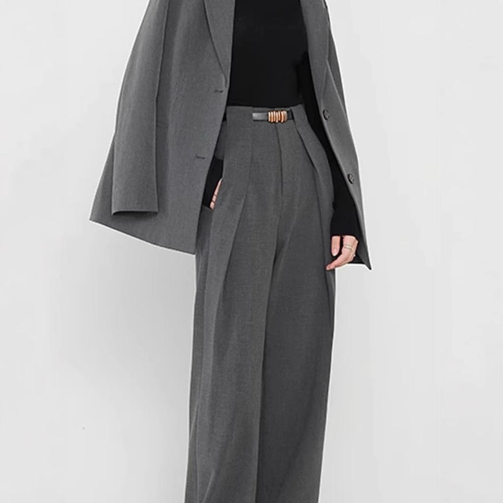 European and American new lazy style high-end suit pants, high-waisted loose wide-leg pants, fashionable simple and casual straight-leg pants