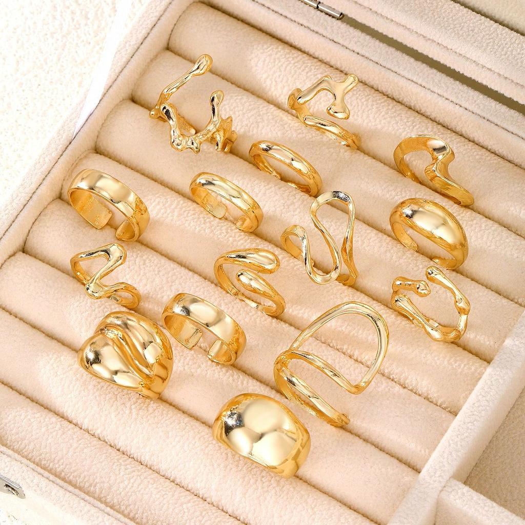 15pcs/Set Fashion Geometric Rings For Women Simple Casual Asymmetrical Hollow Decor Daily Wear Finger Rings Jewelry Gifts 2026