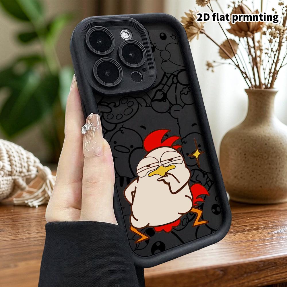 Phone Case: 2D flat design, suitable for iPhone 18, 17, 16, 15, 14, 13 Pro protective cases, proud little white chicken, perfect holiday gift for Chri