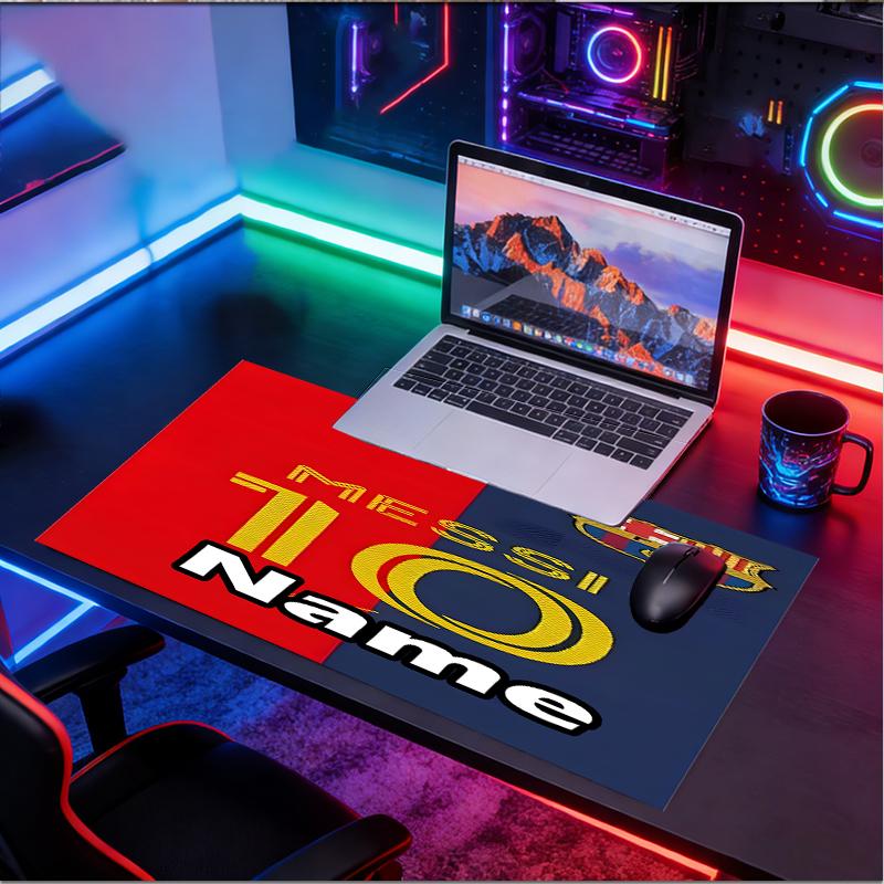 Custom Name Personalized Lionel Messi Pattern Mousepad, Laptop PC Desk Mat, Decorative Desk Mat for Home Keyboard Pad Gift