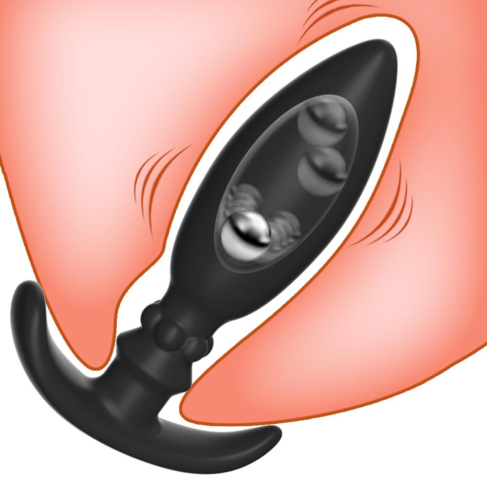 Silicone Metal Rolling Bead Anal Plug Wearable Butt Plug Stimulation Anus Masturbator G-Spot Massage  Sex Toys for Man Women