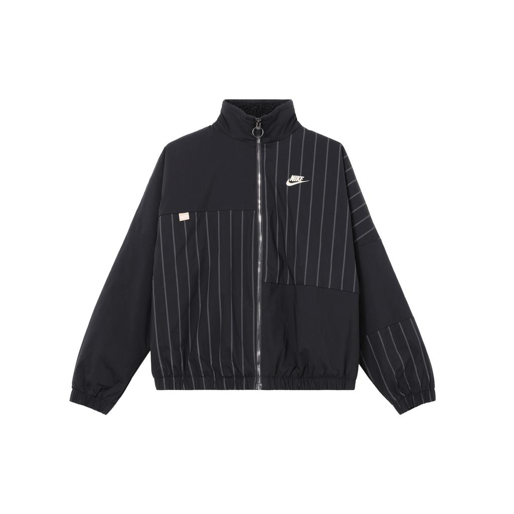 Nike Women's Logo Stripe Stand Collar Casual Jacket Black FV6187-010