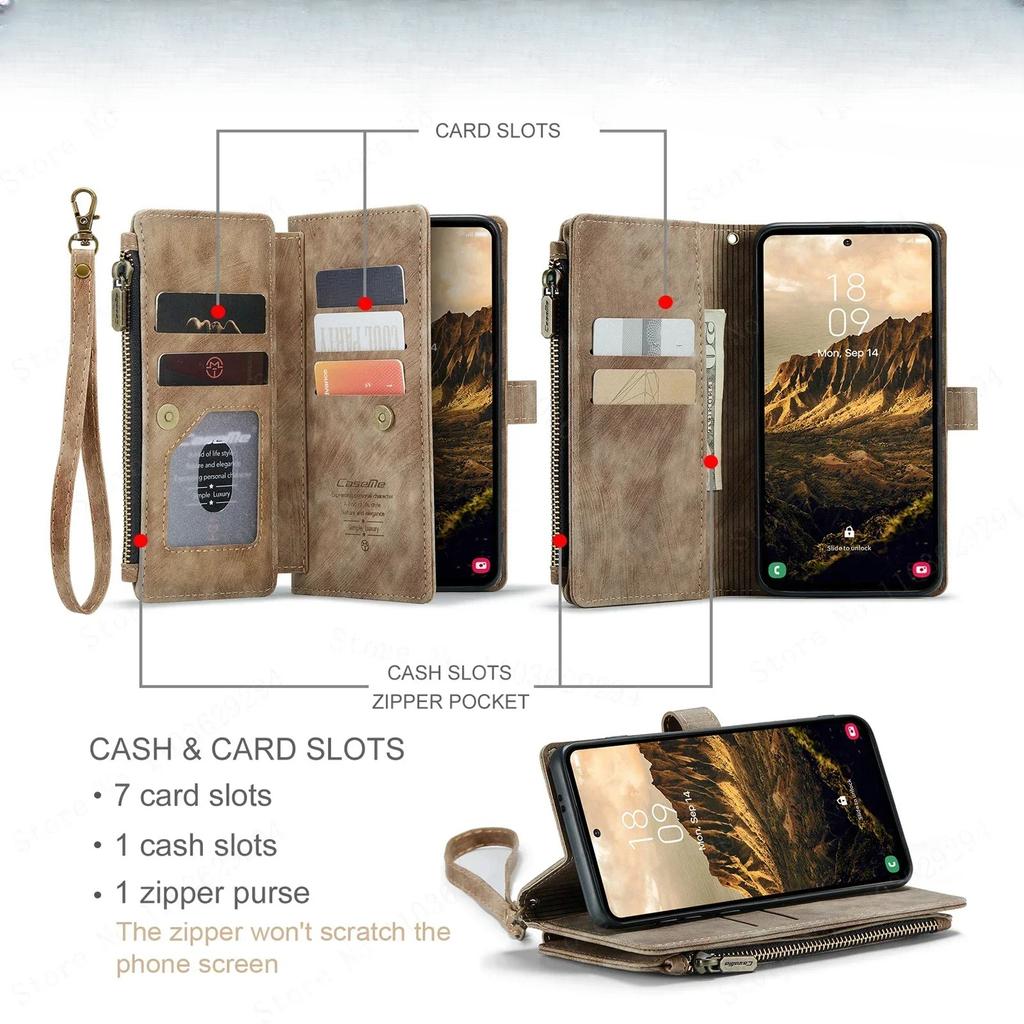 NEW Leather Wallet Mobile Case for Samsung Galaxy S25 S24 S23 Plus S22 S21 S20 Ultra A54 A55 Kickstand Flip Phone Cover Shell