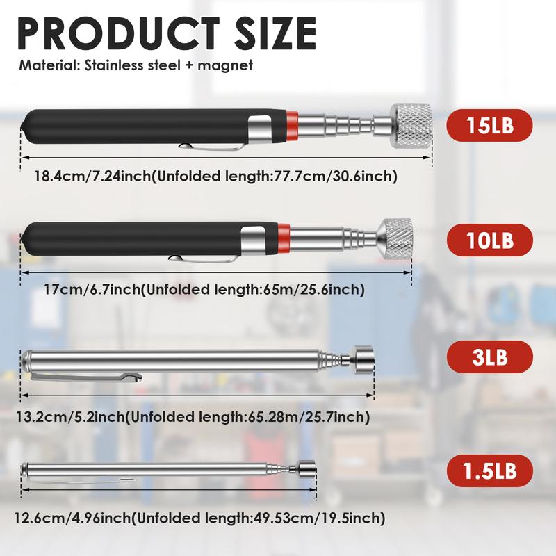 Magnetic Pickup Tool Portable Telescopic Magnetic Rod Stainless Steel Picking Up Nut Bolt Magnet Stick Grabber Screw Magnet Tool