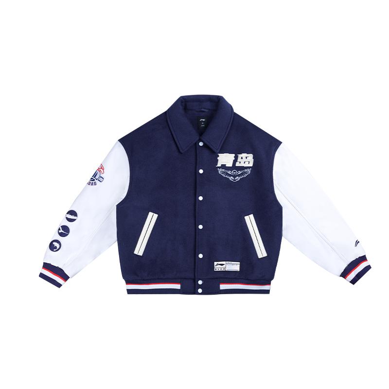 

Баскетбольная куртка Li Ning CBA Series Professional, однобортная, повседневная, с американским логотипом в стиле ретро, с утолщенными лацканами и цветными блоками, с принтом AJMU235-1 L