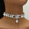 1PC Light Luxury Full Diamond Tassel Pearl Water Drop Flower Necklace Women, Fashion High Sense Luxury Collarbone Chain
