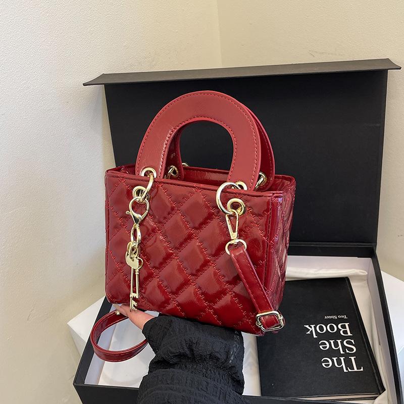 Borsa a mano da donna a quadretti piccoli quadrati, borsa a spalla/crossbody per il tragitto quotidiano