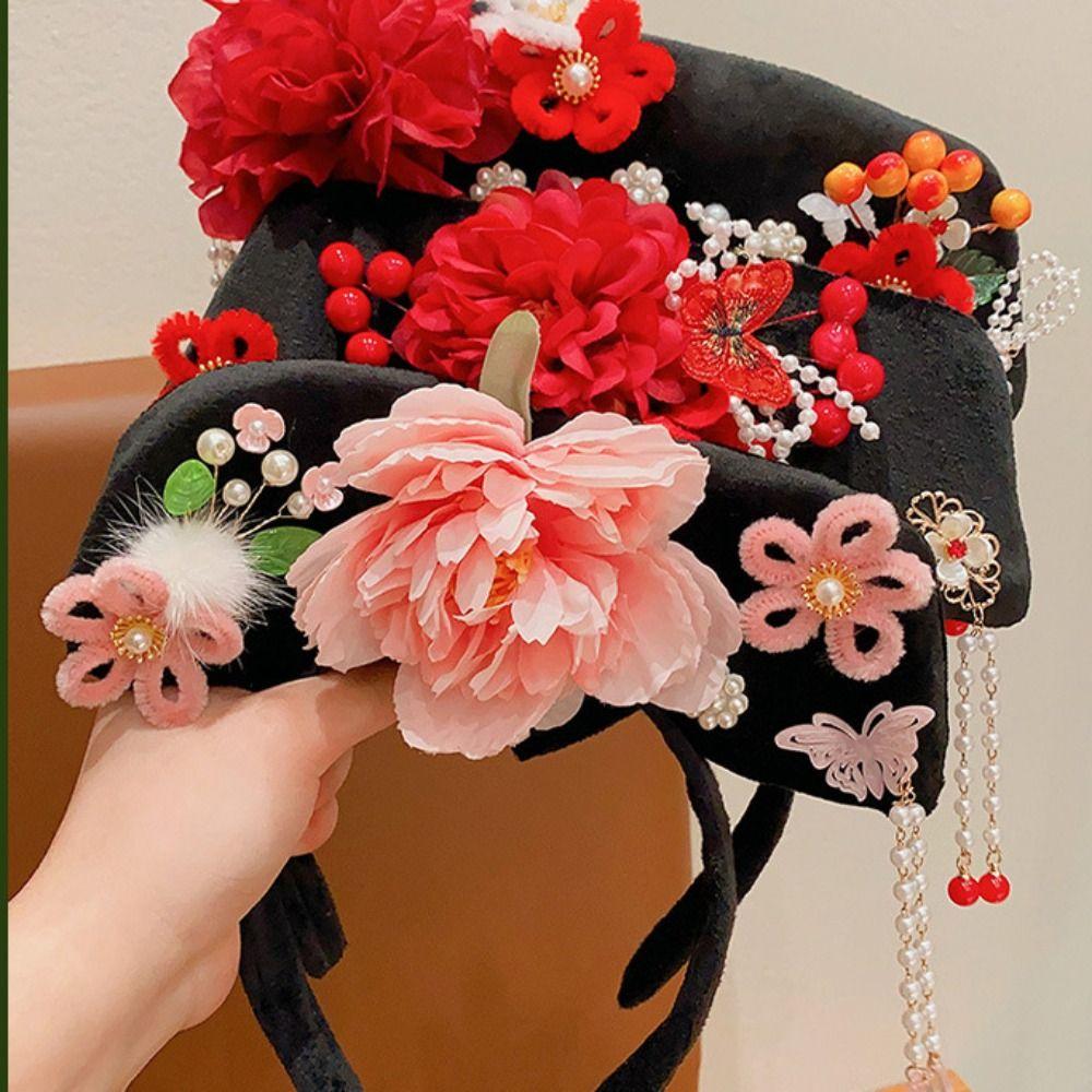 Flower Chinese Style Headwear Bow Hanfu Hair Clip Classical Ancient Style Headband  Children