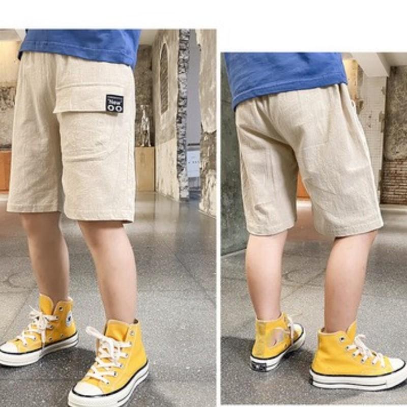 Children's Summer Thin Loose Five Quarter Shorts, Solid Color Casual Mid Waist Work Pants for Children