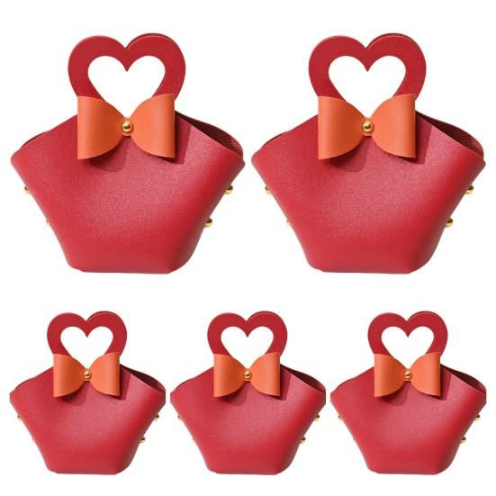 5 db-os ajándéktáska Kényelmes színes mini kézitáska Műbőr cukorkatáskák bulikhoz esküvők dekorációjához