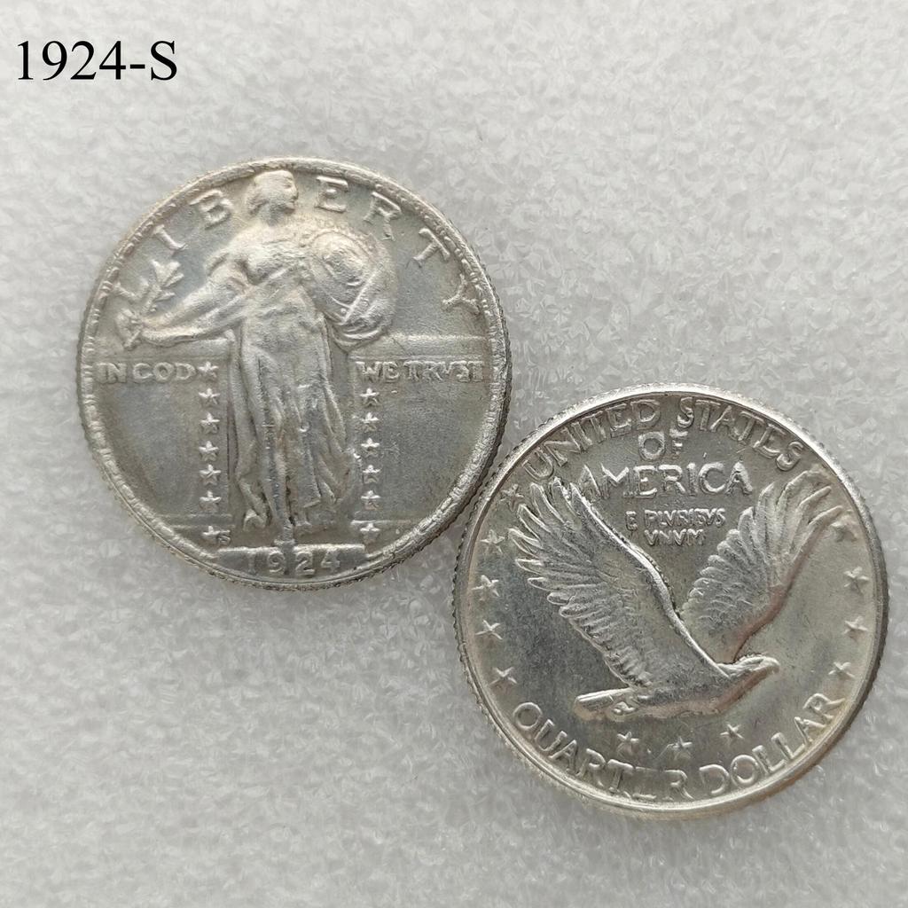 Antique American Liberty 25 Cents Coin, 1916-1930, Optional Brass or Silver Plated