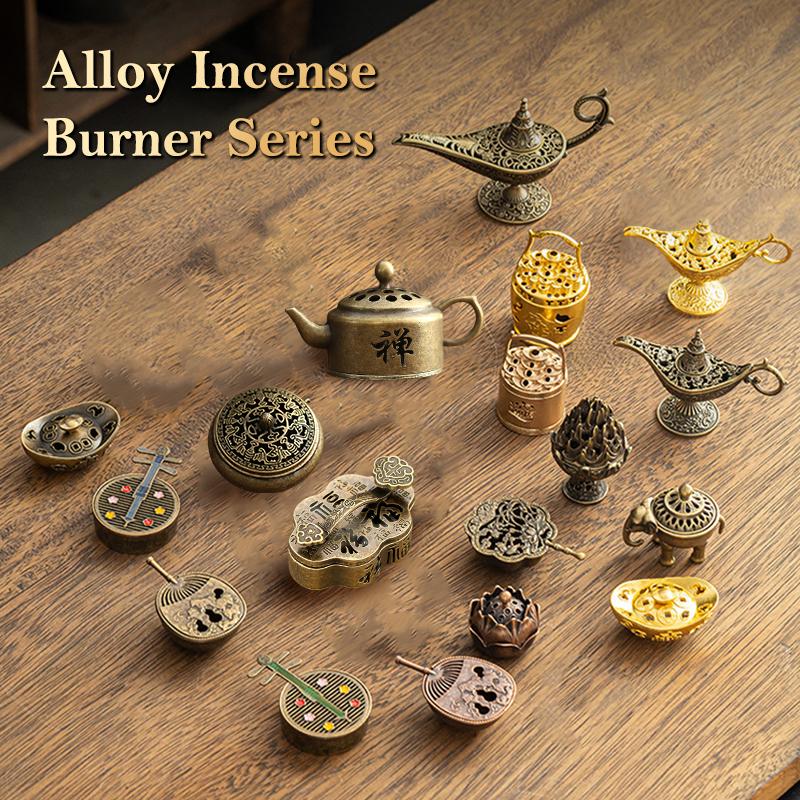 Vintage Alloy Incense Burner Stick Holder Three Legged Hollow Out Mini Sandalwood Censer Incense Burner Home Decoration