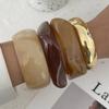 IngeSight.Z Vintage Unregelmäßig Breit Klobig Harz Acryl Armreif Armbänder Damen Punk Geometrisch Metallarmband Trend Party Schmuck