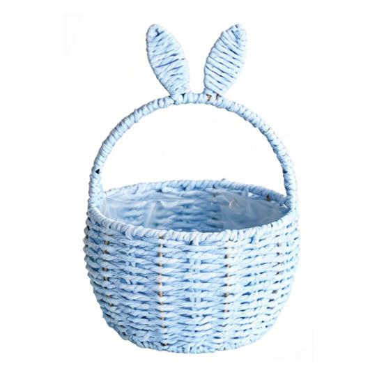 Flower Arrangement Basket, with Built-in Waterproof Lining Design, Weaving Cute Bunny Ear Handle Floral Basket for Wedding Camping