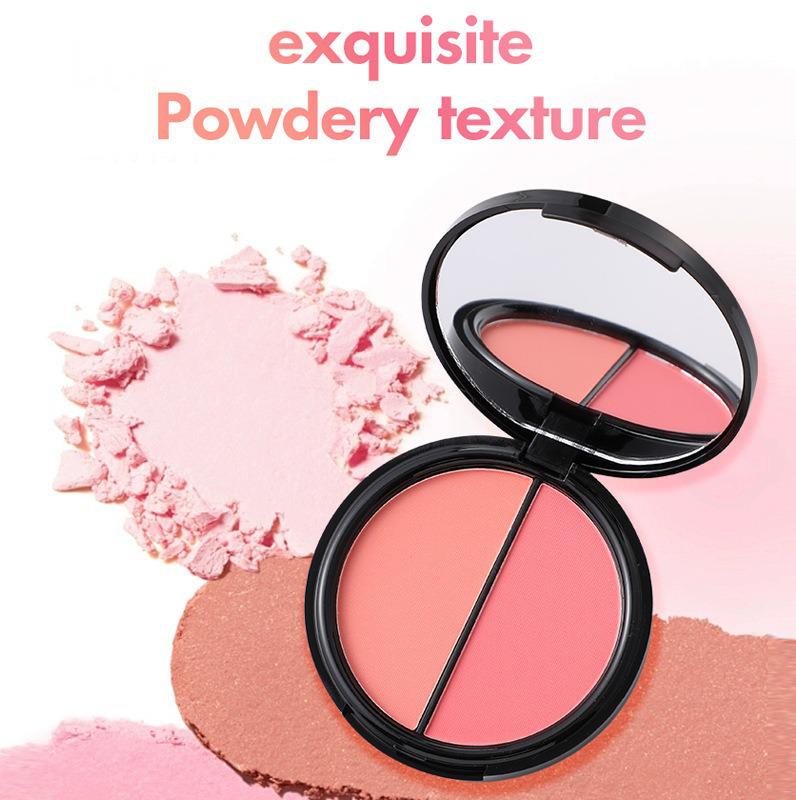 Two-Color Matte Blush Palette: Nude Makeup, Multi-Use, Perfect for Students.