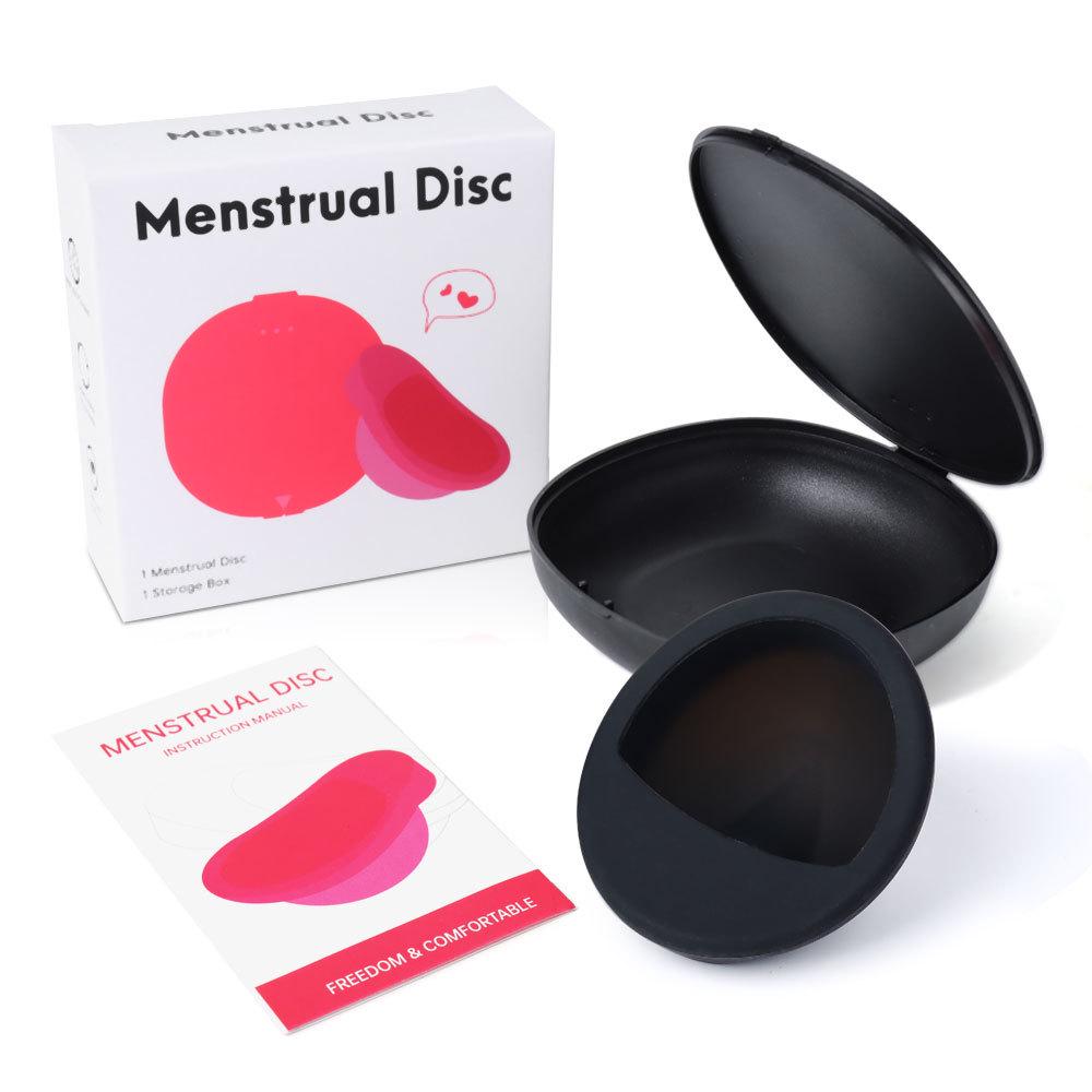 Silicone Menstrual Disc Cup with Storage Box and Built-in Handle for Women
