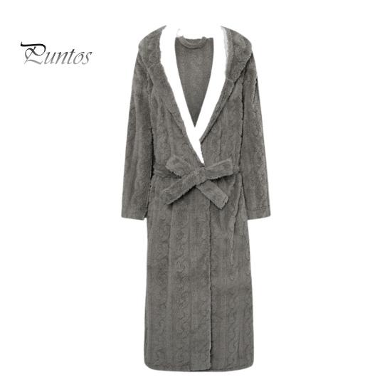 

Парная зимняя ночная рубашка из плотной фланели, теплая, регулируемый пояс на шнуровке, однотонная, с витой текстурой, карманы, отличное впитывание воды, женская домашняя одежда для спа-отеля XXL серый