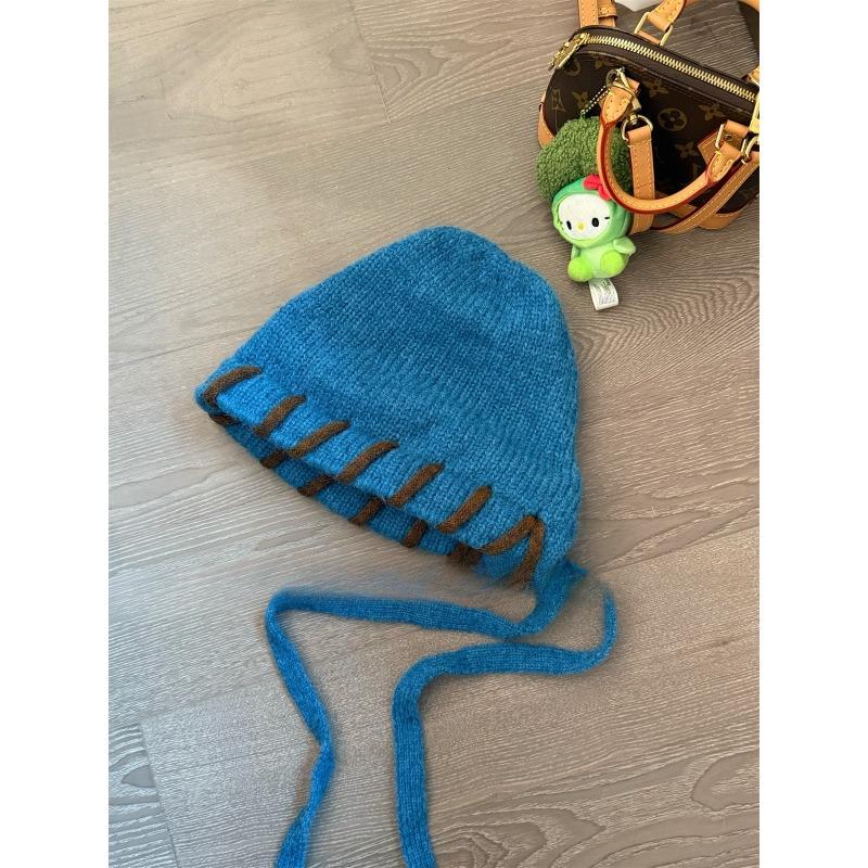 Hand stitched Edge  locked Woolen Hat for Women with Small Face  Winter Warm and Ear Protecting Knitted Lei Feng Hat