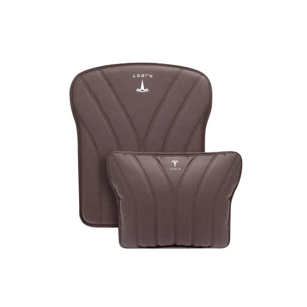 Car Sticker 2025 Hot Car Seat Pillows Lumbar Backrest Cushion Leather Seat Pads for Tesla Model 3 Y S X Roadster Juguete SpaceX