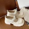 Mary Jane Small Leather Shoes Women's Platform 2025 Summer New Retro Thick Heel Heightening Pearl New Chinese Skirt Shoes